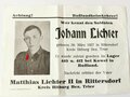 Waffen SS, Studioaufnahme sowie Nachkriegs Schriftverkehr bzgl. dem Verbleib des als Vermisst geltenden