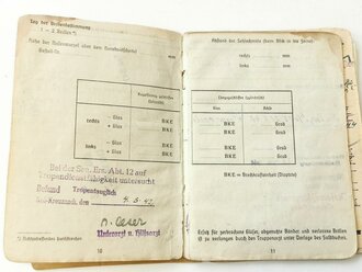 Heer, Soldbuch und Ärmelabzeichen Sonderverband 287 . Ungetragenes Bevo Abzeichen, beim Soldbuch fehlen die ersten 4 Seiten, auf Seite 22a eingetragen " "Berechtigt zum tragen Ärmelabzeichen mit Palme" vom 14.9.42