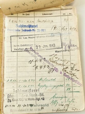 Heer, Soldbuch und Ärmelabzeichen Sonderverband 287 . Ungetragenes Bevo Abzeichen, beim Soldbuch fehlen die ersten 4 Seiten, auf Seite 22a eingetragen " "Berechtigt zum tragen Ärmelabzeichen mit Palme" vom 14.9.42