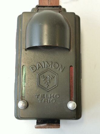 Taschenlampe Wehrmacht, Daimon Telko Trio, grüner Originlallack, dieser zum Teil ausgebessert,  Funktion nicht geprüft