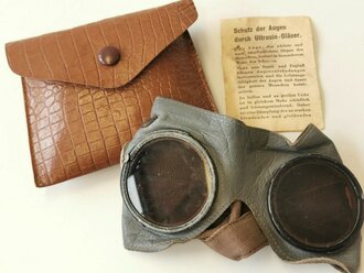 Allgemeine Schutzbrille Wehrmacht in blauner Hülle mit Beipackzettel