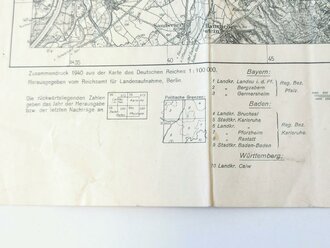 Kleine Umgebungskarte Karlsruhe, Stand 1940