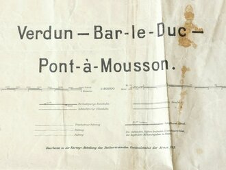1.Weltkrieg, Landkarte " Verdun - Bar-le-Duc- Pont-a-Mousson""