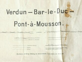 1.Weltkrieg, Landkarte " Verdun - Bar-le-Duc-...