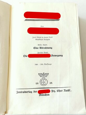 Adolf Hitler " Mein Kampf" Hochzeitsausgabe der Gemeinde Harsleben von 1939. Komplett, etwas verzogen und abgegriffen