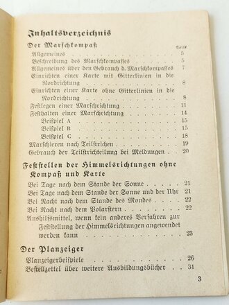 "Der Marschkompaß und sein Gebrauch" Kleinformat, 30 Seiten, guter Zustand