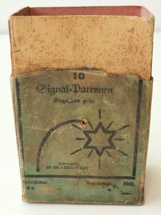 Pappverpackung für "10 Signal Patronen Einzelstern grün" datiert 1943