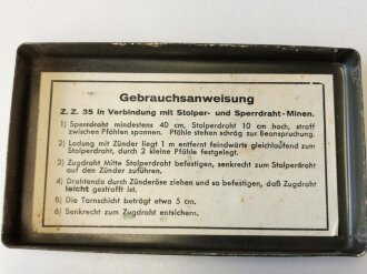 Transportkasten "15 Stück Zug-Zünder 35" datiert 1939