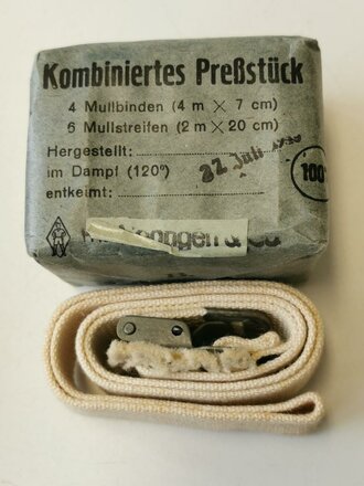 Transportkorps Speer, Verbandmitteltasche aus gelbem Ersatzmaterial mit Inhalt. der Druckknopf ausgerissen