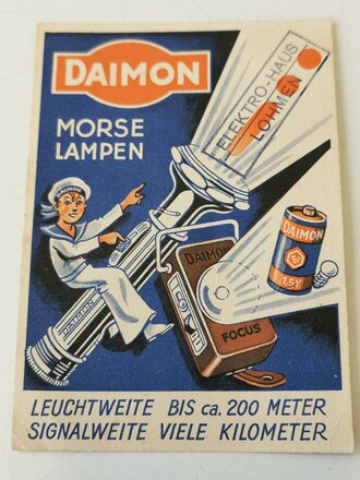 Daimon kleines Werbeblatt, Rückseitig Morse Tafel 8 x 11cm