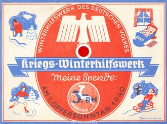 Winterhilfswerk Gau Hamburg , Spendenquittung über 3,- Reichsmark am 1. Opfersonntag 1940