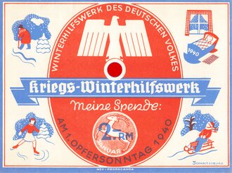 Winterhilfswerk Gau Hamburg , Spendenquittung über 2,- Reichsmark am 1. Opfersonntag 1940