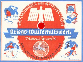 Winterhilfswerk Gau Hamburg , Spendenquittung über 2,- Reichsmark am 1. Opfersonntag 1940