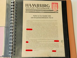 Winterhilfswerk Gau Hamburg , Konvolut Belege zum Thema Winterhilfswerk, NSV, in Sammelordner