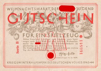 Winterhilfswerk Gau Sachsen, Weihnachtsmarkt der Hitlerjugend " Gutschein für ein Spielzeug" 1943/44