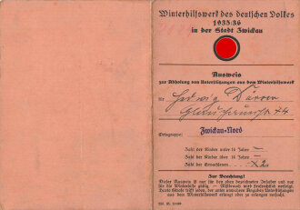 Winterhilfswerk Gau Sachsen, Ausweis für die...