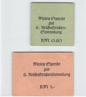 Winterhilfswerk Gau Salzburg, 2 x Spendenbeleg zur Reichsstraßensammlung 1942/43