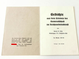 Winterhilfswerk Gau Westfalen-Süd, 16seitiges Heft "Ein WHW Büchlein des Reichsarbeitsdienstes""