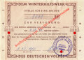 Winterhilfswerk Gau Westfalen-Süd, Spendenquittung über 1000 RM datiert 1941