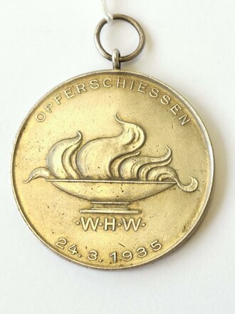 "Deutsch die Saar immerdar" Tragbare, silberne Erinnerungsmedaille in 40mm anlässlich des WHW Opferschiessen 1935