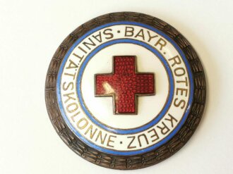 Bayerisches Rotes Kreuz, Brosche " Sanitätskolonne" für Führerinnen, Vorkrieg, Durchmesser 44mm, Rückseitig Klebereste