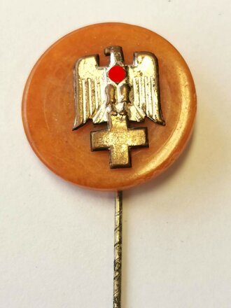 Deutsches Rotes Kreuz, Anstecknadel auf Bernstein 21mm