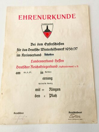 Ehrenurkunde für einen Angehörigen im...