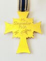 Ehrenkreuz der deutschen Mutter in gold , im Etui von Wilhelm Deumer Lüdenscheid, dieses leicht verzogen