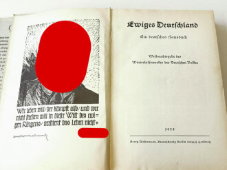 "Ewiges Deutschland " Ein deutsches Hausbuch, Weihnachtsgabe des Winterhilfswerk des Deutschen Volkes 1939, in defektem Schutzumschlag