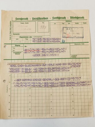 Deutsches Kreuz in gold, Nachlass des Leutnant Lind, Adj. Jg. Btl.7.. Das DK von Zimmermann, getragen, die Emaille unbeschädigt