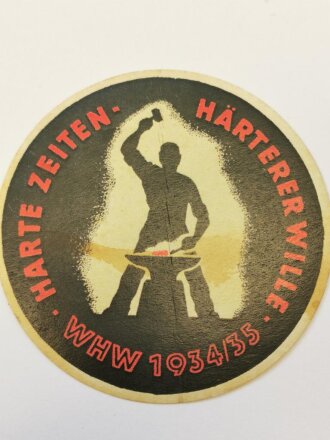 Winterhilfswerk Türplakette 1934/35 " Harte Zeiten Härterer Wille" Durchmesser 80mm