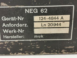 Luftwaffe, Gehäuse " NEG 62 Ln 20944" wohl Eichgerät NEG62 für Funkmessgerät FuSE 62 Würzburg. Originallack