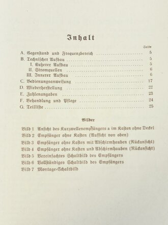 REPRODUKTION, Kurzwellenempfänger a (Kw. E.a) Berlin 1942, 38 Seiten, DIN A5