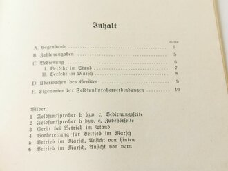 REPRODUKTION, Merkblatt zur Bedienung der Feldfunksprecher b und c, 22 Seiten, DIN A5