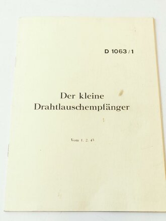 REPRODUKTION, Der kleine Drahtlauschempfänger, 16 Seiten, DIN A5