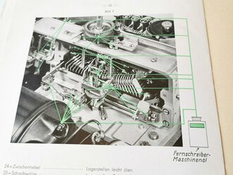 "Anleitung zum Ölen der Fernschreiber T 36 Lo und der Fernshcreiber T 38 Si, T 38a Si von 1942, 12 Seiten, DIN A4