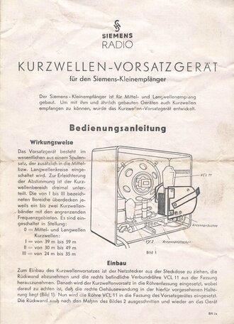 "Kurzwellen-Vorsatzgerät" für den...