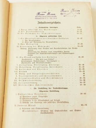 Unterrichtsbuch für die Nachrichten-Truppe und Truppennachrichtenverbände 1927 Verlag offene Worte Charlottenburg 4, 516 Seiten, DIN A5