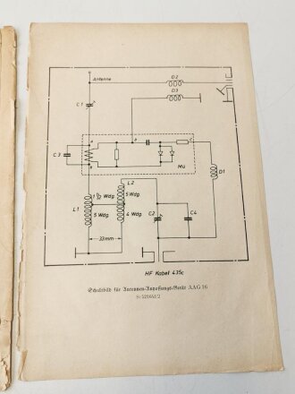 "Fl. Bordfunkgerät" Teil 3 - Beschreibung und Betriebsvorschrift für Fu G16 Januar 1941, Umschlag geklebt innen lose, 93 Seiten