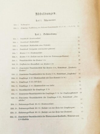 "Fl. Bordfunkgerät" Teil 3 - Beschreibung und Betriebsvorschrift für Fu G16 Januar 1941, Umschlag geklebt innen lose, 93 Seiten