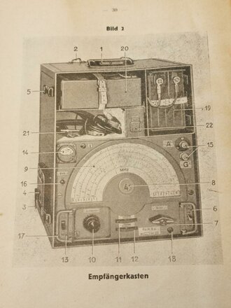 D 1056/1 " Gerätbeschreibung Funk Horch Empfänger u" vom 15.11.43 mit 32 Seiten plus Anlagen. Komplett aber defekt