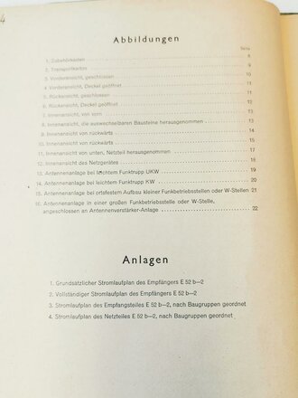 D.( Luft) T.4420 " Luft-Boden Einheitsempfänger E52 Geräte Handbuch" vom Mai 1944 mit 39 Seiten plus Anlagen