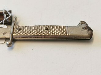 Extraseitengewehr KS98 als Spielzeugausführung von SMF Solingen. Gesamtlänge 24cm, Scheide original braun lackiert