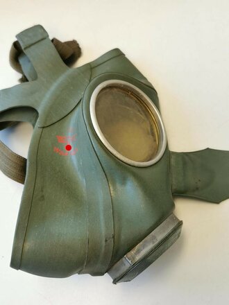 Luftschutz Volksgasmaske 40 mit Gebrauchsanweisung in Verpackung, diese neuzeitlich unschlau beschriftet