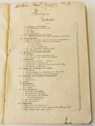 Württemberg " Dienstunterricht für den Infanteristen" Berlin 1901 mit 220 Seiten