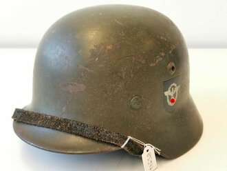 Polizei III.Reich, Stahlhelm Modell 1935 mit beiden...