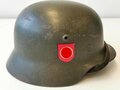 Polizei III.Reich, Stahlhelm Modell 1935 mit beiden Emblemen. Zusammengehöriges Stück , die Glocke original lackiert mit Domstempel. Das Wappen zu 100%, der Adlerschild zu 99% erhalten.