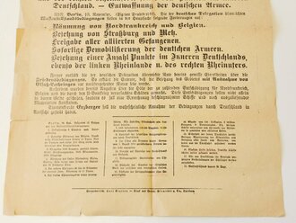 10.November 1918, Sonder Ausgabe" Niederrheinische Nachrichten" " Die Waffenstillstands bedingungen"