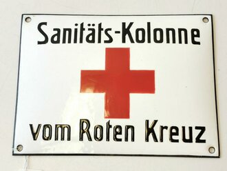 Emailleschild "Sanitäts Kolonne vom Roten Kreuz" sehr guter Zustand 15 x 20cm