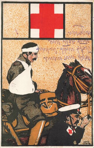 Künstler Postkarte herausgegeben vom Central Comitee der Deutschen Vereine vom Roten Kreuz, RS Klebereste